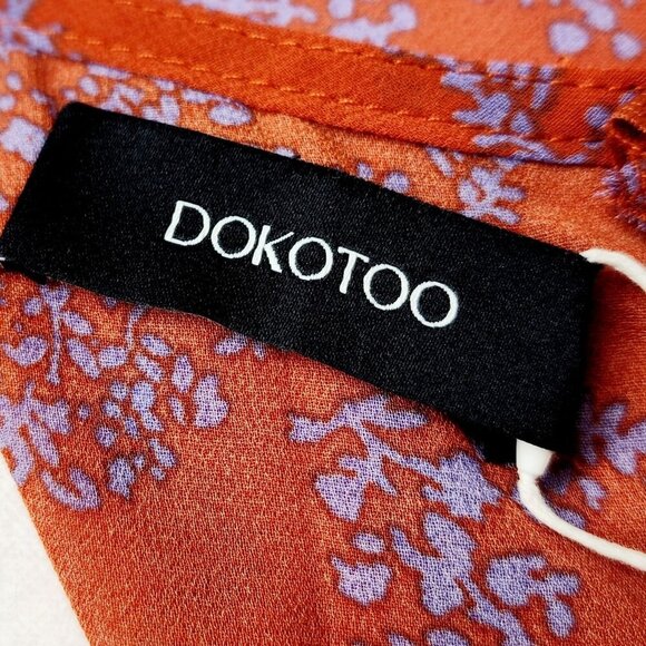 Red Floral Ruffle Hem Wrap Dress  Long Sleeves & Tie Waist By Dokotoo Size S - Picture 6 of 11
